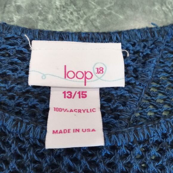 Vintage Loop 18 Open Back Open Knit Sweater Top Juniors Size 13/15 Blue 90s Y2k - Picture 6 of 10